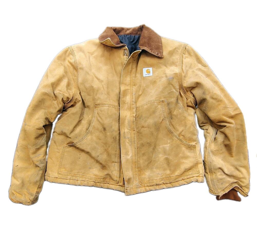Vintage Carhartt J02 Jacket Quilt Lined Made In USA Faded Distressed Sz 48